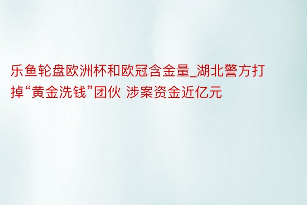 乐鱼轮盘欧洲杯和欧冠含金量_湖北警方打掉“黄金洗钱”团伙 涉案资金近亿元