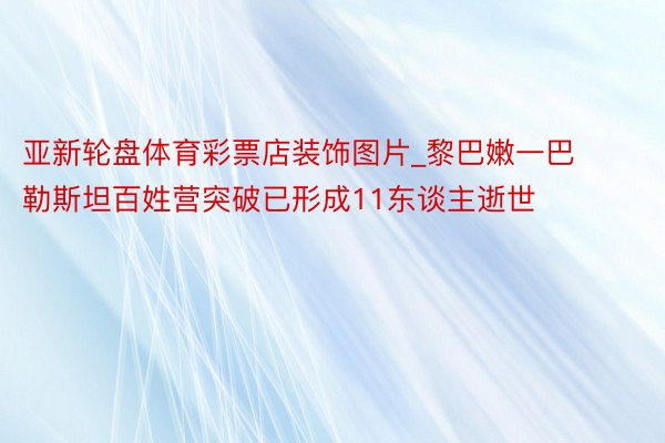 亚新轮盘体育彩票店装饰图片_黎巴嫩一巴勒斯坦百姓营突破已形成11东谈主逝世