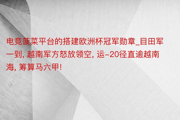 电竞菠菜平台的搭建欧洲杯冠军勋章_目田军一到， 越南军方怒放领空， 运-20径直逾越南海， 筹算马六甲!